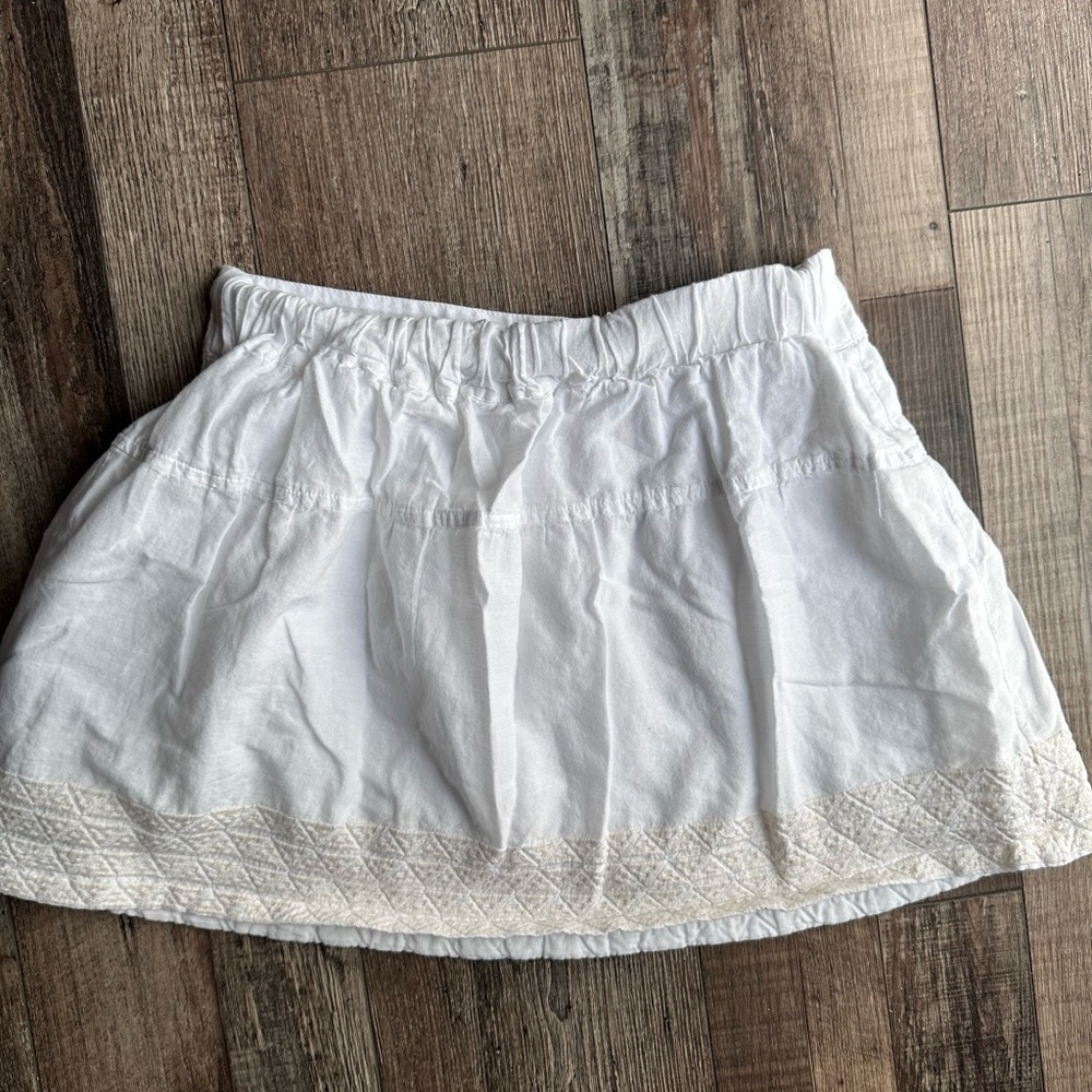 American Eagle Outfitters White Smocked Bubble Mini Skirt